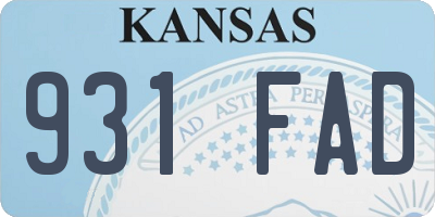 KS license plate 931FAD
