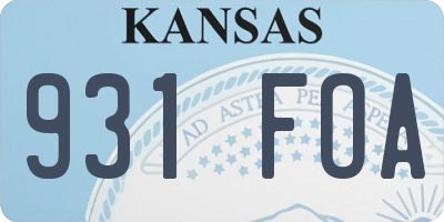 KS license plate 931FOA