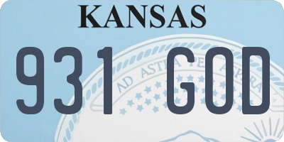 KS license plate 931GOD