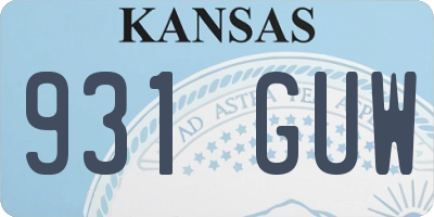 KS license plate 931GUW