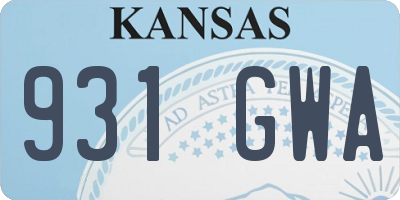 KS license plate 931GWA