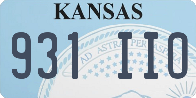 KS license plate 931IIO