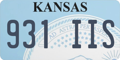 KS license plate 931IIS
