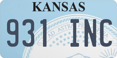 KS license plate 931INC