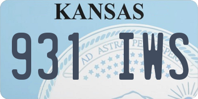 KS license plate 931IWS