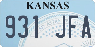 KS license plate 931JFA