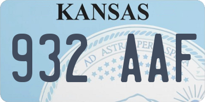 KS license plate 932AAF