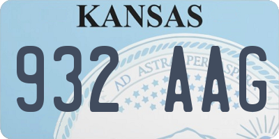 KS license plate 932AAG