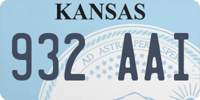 KS license plate 932AAI