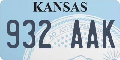 KS license plate 932AAK