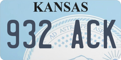 KS license plate 932ACK