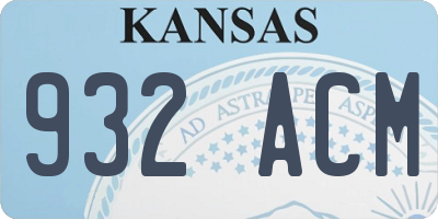 KS license plate 932ACM