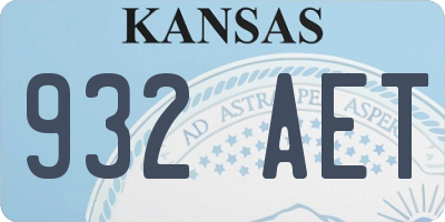 KS license plate 932AET