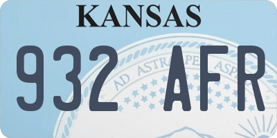 KS license plate 932AFR