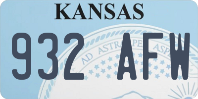 KS license plate 932AFW