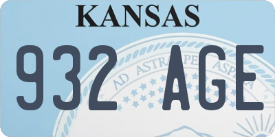 KS license plate 932AGE