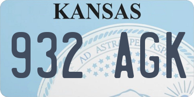 KS license plate 932AGK