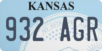 KS license plate 932AGR