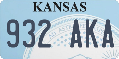 KS license plate 932AKA