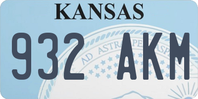 KS license plate 932AKM