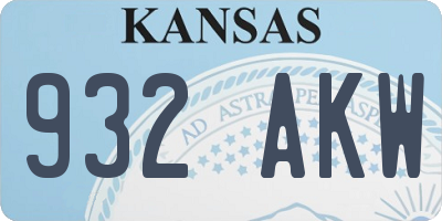 KS license plate 932AKW