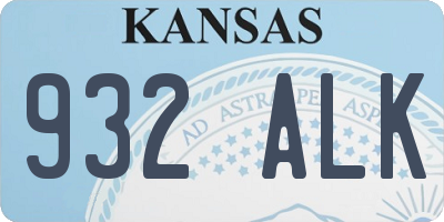 KS license plate 932ALK