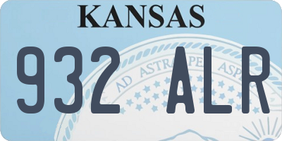 KS license plate 932ALR