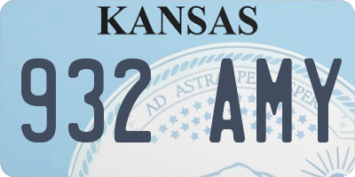 KS license plate 932AMY