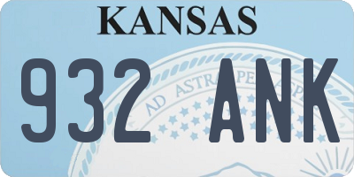 KS license plate 932ANK