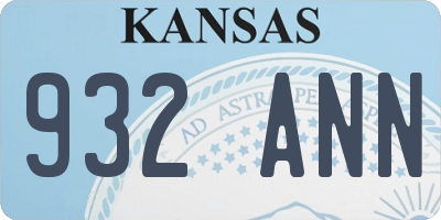KS license plate 932ANN
