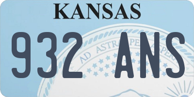KS license plate 932ANS