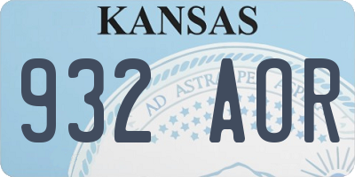 KS license plate 932AOR