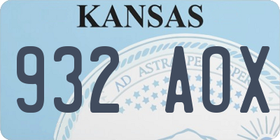 KS license plate 932AOX