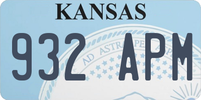 KS license plate 932APM