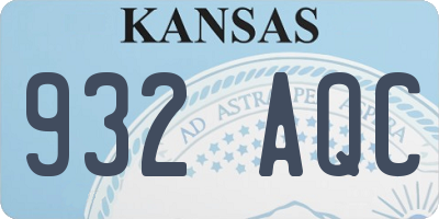 KS license plate 932AQC