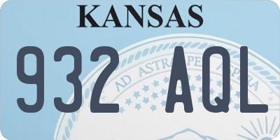 KS license plate 932AQL