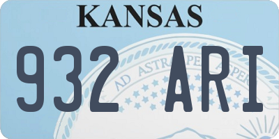KS license plate 932ARI