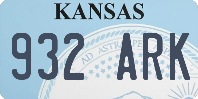 KS license plate 932ARK