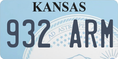 KS license plate 932ARM
