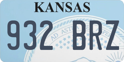 KS license plate 932BRZ
