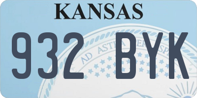 KS license plate 932BYK
