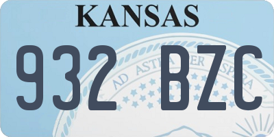 KS license plate 932BZC