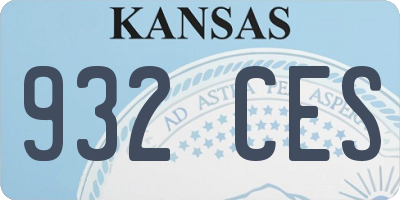 KS license plate 932CES