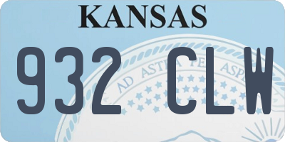 KS license plate 932CLW