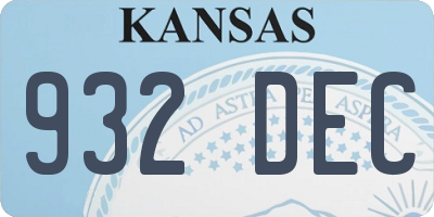 KS license plate 932DEC