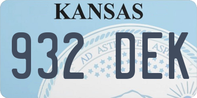 KS license plate 932DEK