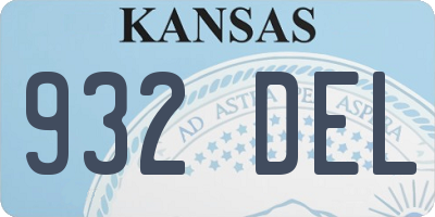 KS license plate 932DEL