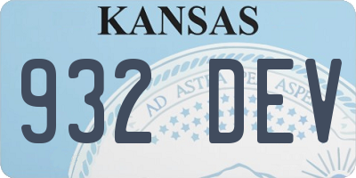KS license plate 932DEV