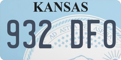 KS license plate 932DFO