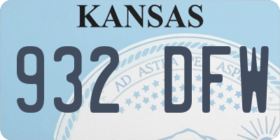 KS license plate 932DFW